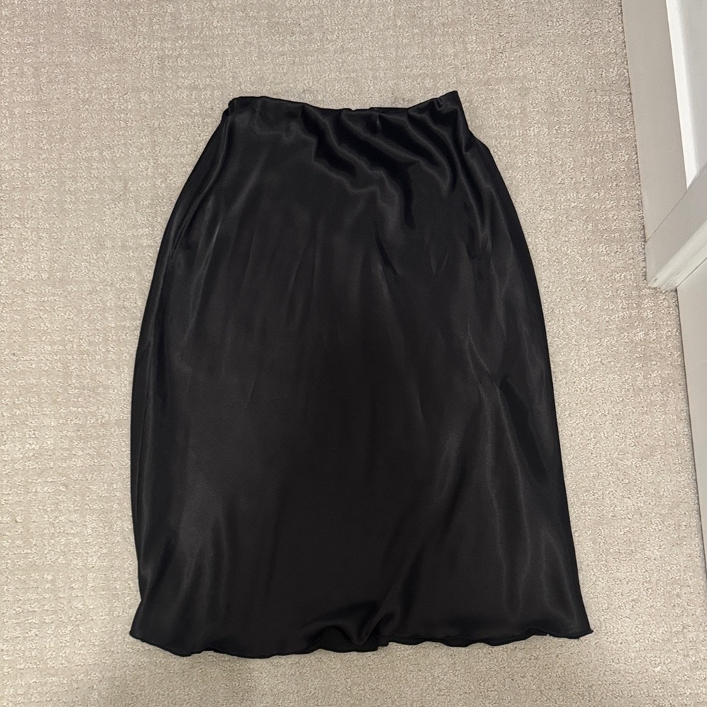 Black Silk Midi Skirt